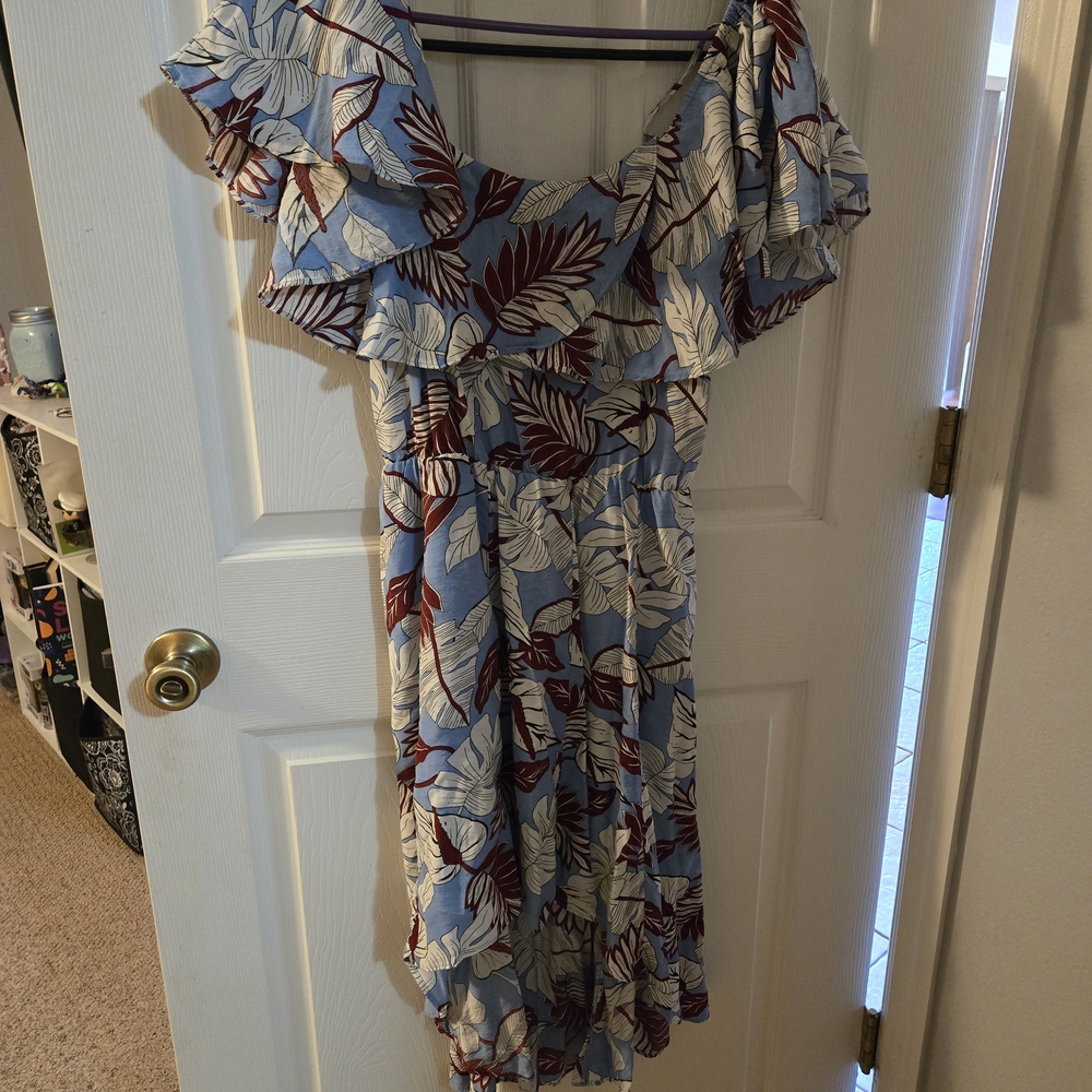 L'ATISTE Asymmetrical Dress in Blue and Burgundy